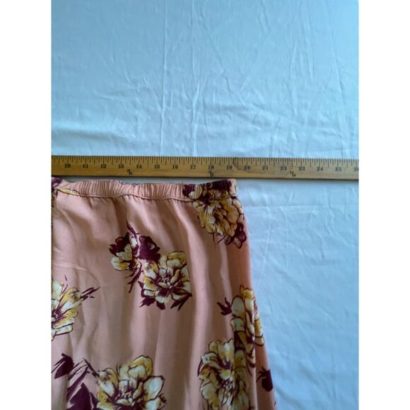 Women's Floral Wrap Skirt Peach Pink Midi Elastic Waist SIZE 2X Abound - Picture 6 of 7